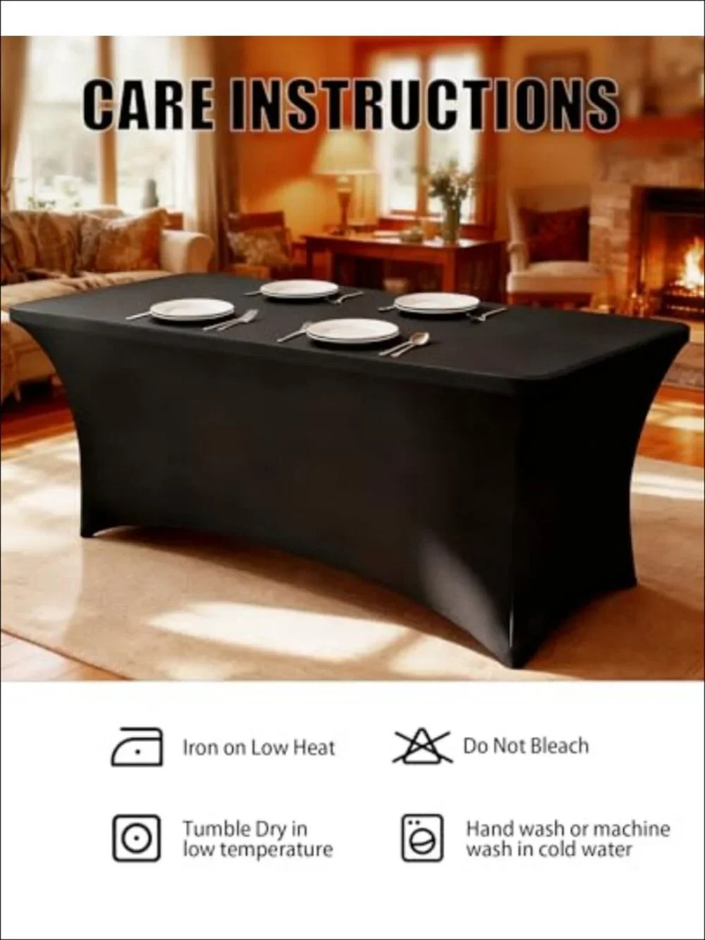 6 Pack Fitted Stretch Tablecloth for 6FT Rectangular Tables, Polyester Spandex